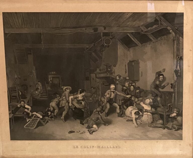 Deux gravures formant pendant "Le colin maillard" et "la main chaude" - 53x62 c…