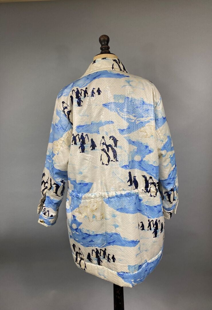 ESCADA - Doudoune à motifs de pingouins et ours polaires sur la banquise, ponct…