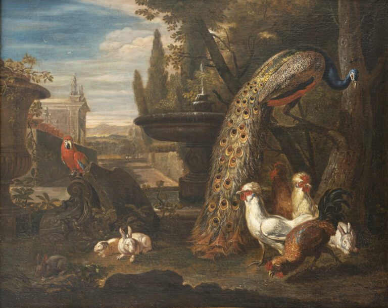 Ecole FLAMANDE vers 1700, suiveur de David de CONINCK - Poules et lapins près d…