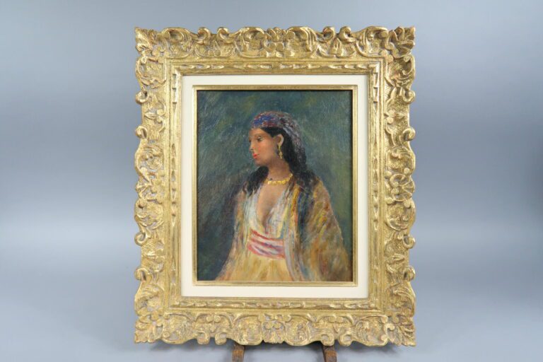 Ecole orientaliste - Portrait de femme - Huile sur toile - 26 x 21 cm
