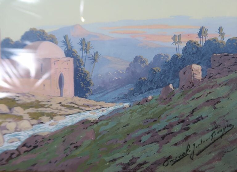 Ecole orientaliste - Vue de mosquée - Aquarelle et gouache sur papier - Signé e…