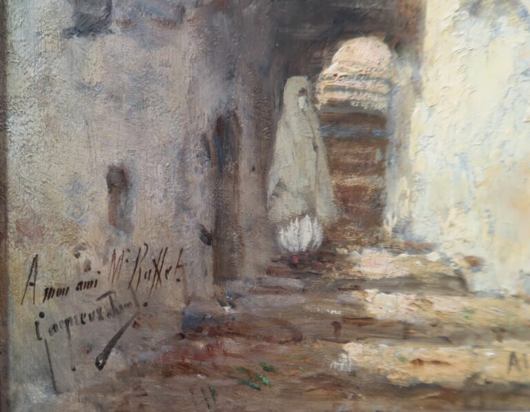 Ecole orientaliste du XIXe siècle - Alger - Huile sur panneau - Signé en bas à…