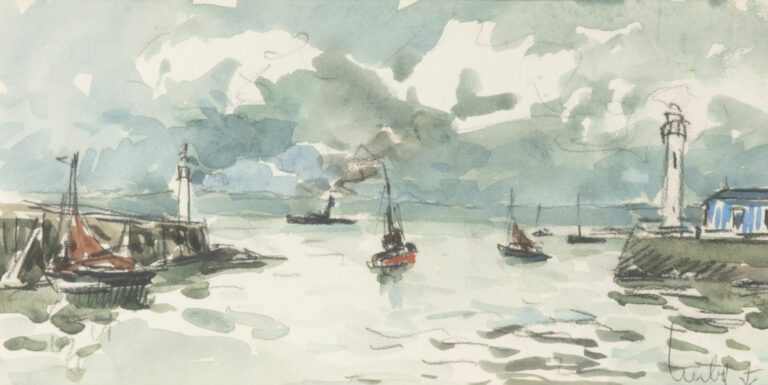 Fernand HERBO (1905-1995) - Marine - Aquarelle, signée en bas à droite - 12 x 2…