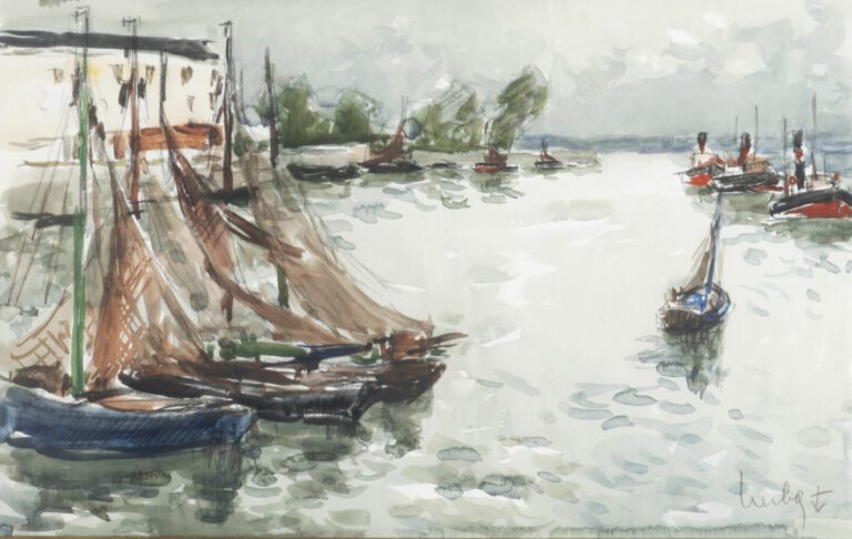 Fernand HERBO (1905-1995) - Marine - Aquarelle, signée en bas à droite - 31 x 4…