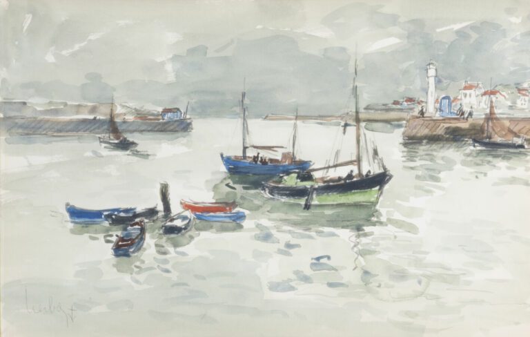 Fernand HERBO (1905-1995) - Marine - Aquarelle, signée en bas à gauche - 30 x 4…