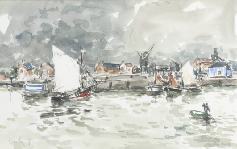 Fernand HERBO (1905-1995) - Marine - Aquarelle, signée en bas à gauche - 30 x 4…