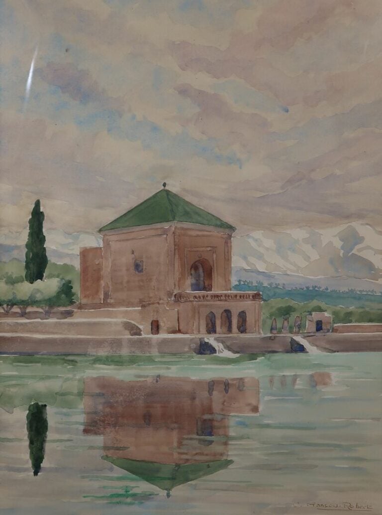 François ROBERT (XXe siècle) - La Menera, Marrakech - Aquarelle sur papier - Si…