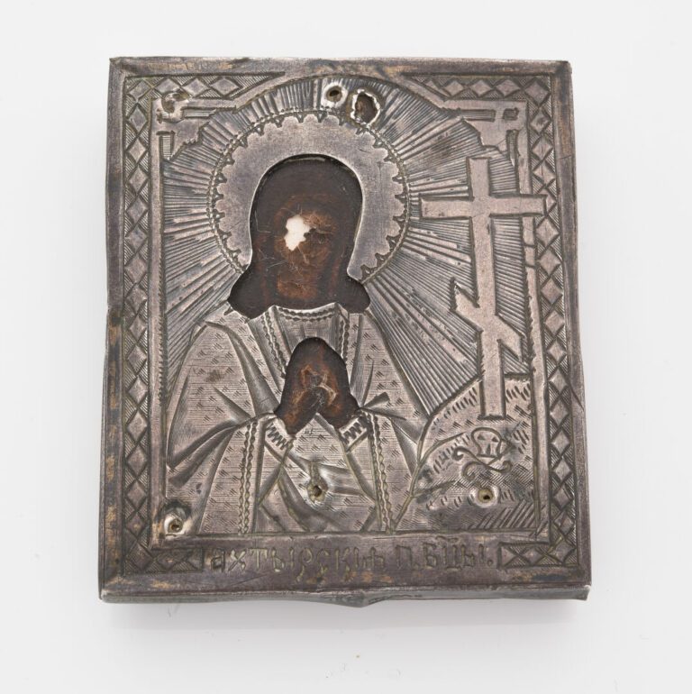 Icône de voyage de la Sacro-sainte Mère de Dieu d'Akhtyre - Dans son oklad en a…