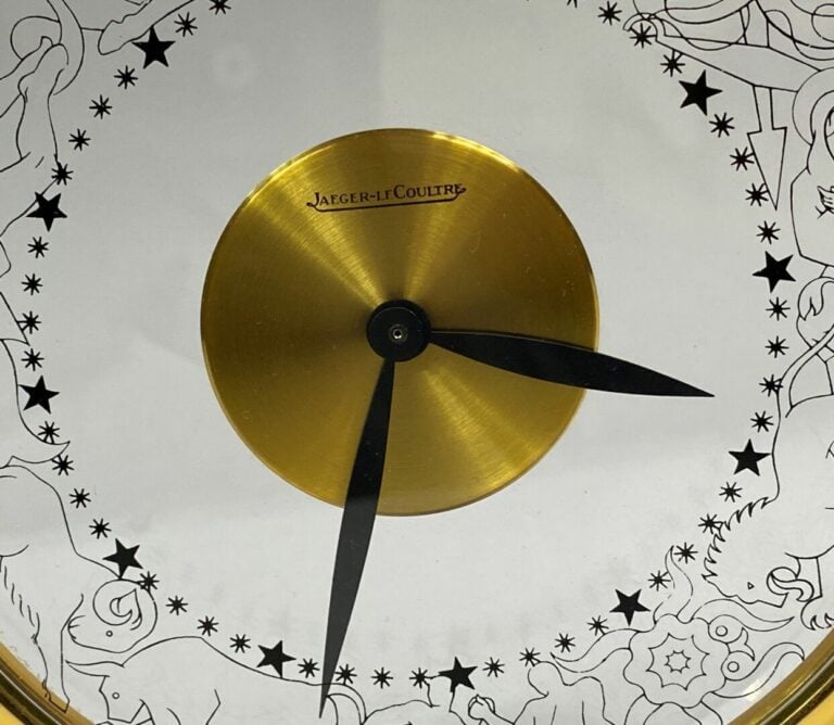 JAEGER-LECOULTRE - Pendulette de bureau Zodiac 8 jours de forme disque en verre…