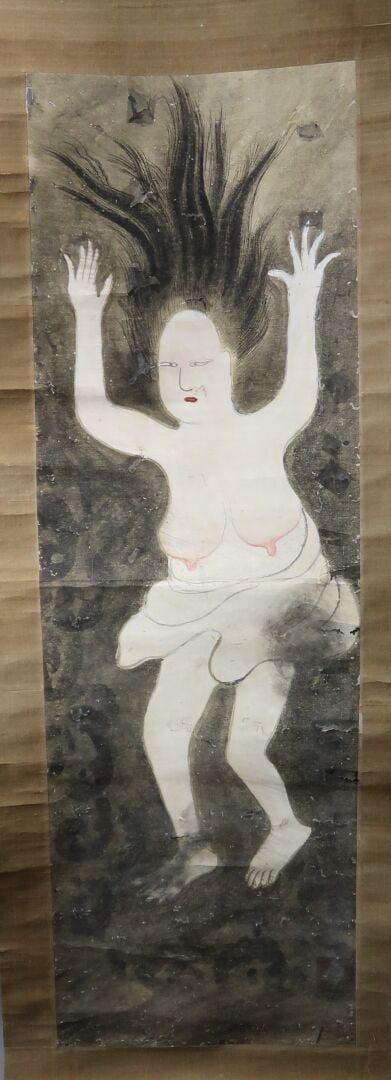 Japon, XIXe siècle - Ecole japonaise - Deux encres et couleurs sur tissu. Toute…