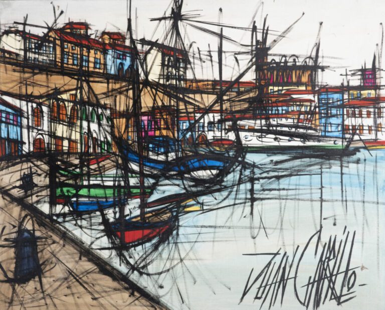 Juan CARRILLO (1937) - Le port de Mahon (Minorque) - Huile sur toile, signée en…