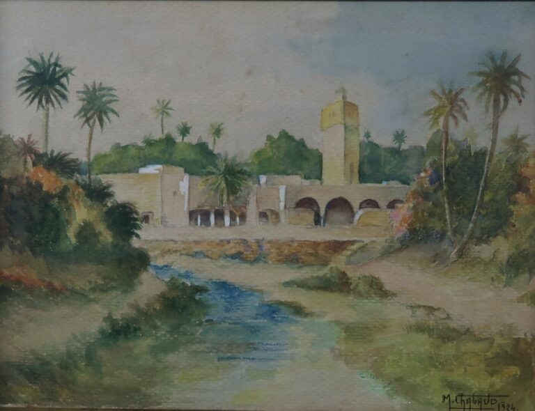 M. CHABAUD ( ?) - Vue de mosquée - Aquarelle sur papier - Signé en bas à droite…