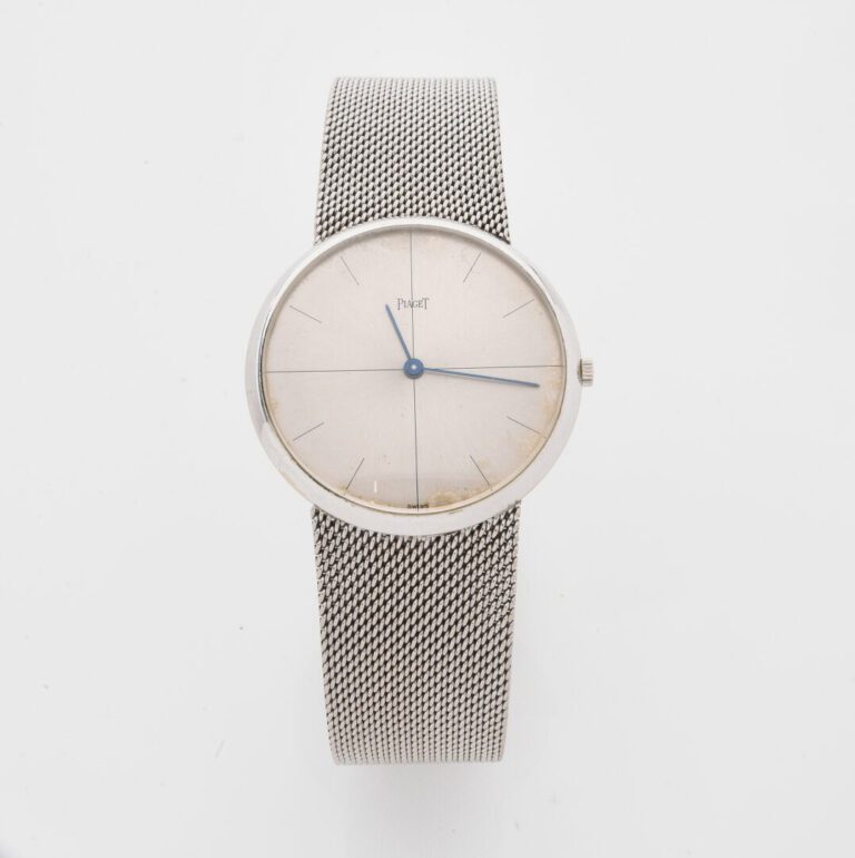 PIAGET - Montre bracelet d'homme en or gris (750), boîtier rond extraplat - Cad…