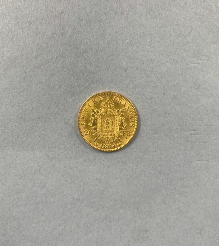 Pièce de 20 francs or 1864 - Poids : 6.4 g