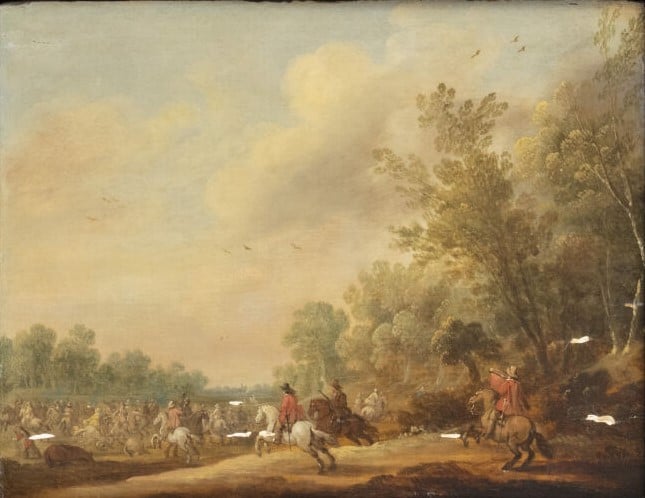 Pieter MEULENER (Anvers 1602 - 1654) - Combat de cavaliers - Panneau de chêne,…