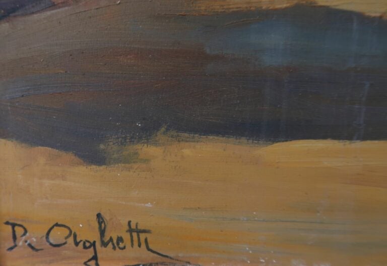 R. ORGHETTI (XXe siècle) - Personnages sur un chemin en Afrique du Nord - Huile…