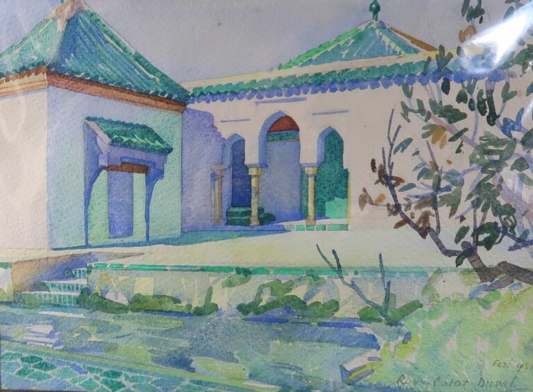 Raymond CRETOT-DUVAL (1895-1986) - Villa à Fez - Aquarelle sur papier - Signée…