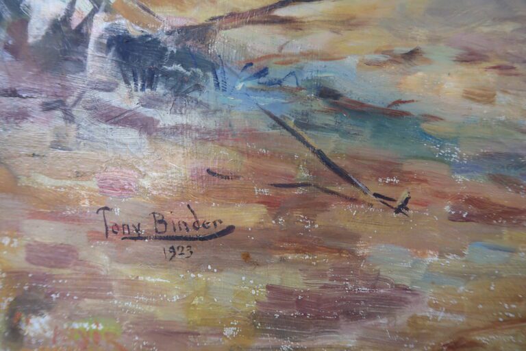 TONY BINDER (1868-1944) - Bédoins dans le désert - Huile sur toile - Signée en…