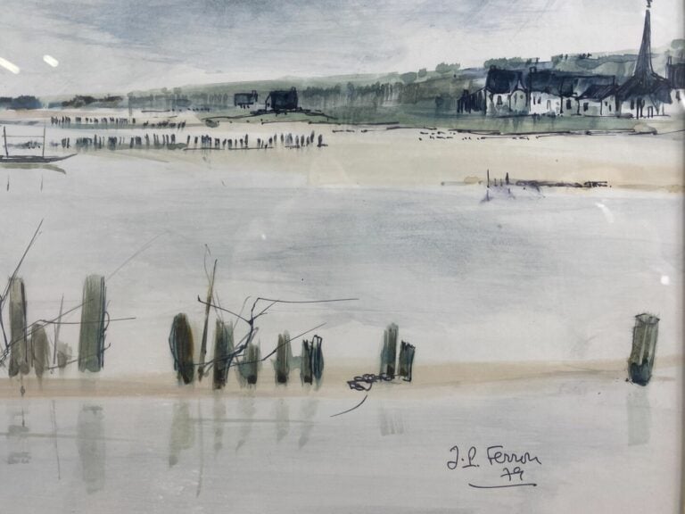 FERAN (XXe siècle) - Paysage de rivière - Aquarelle sur papier, signé et daté 7…