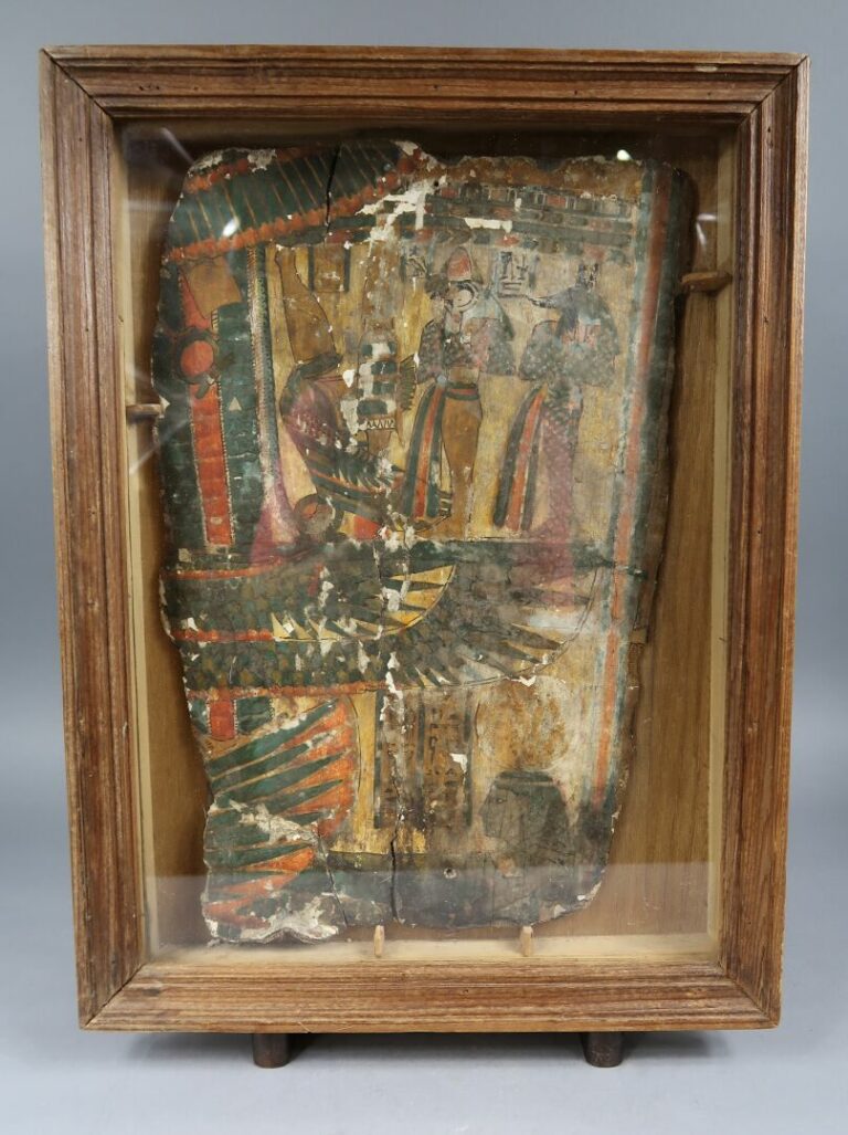 Fragment de sarcophage polychrome - 40 x 26 cm