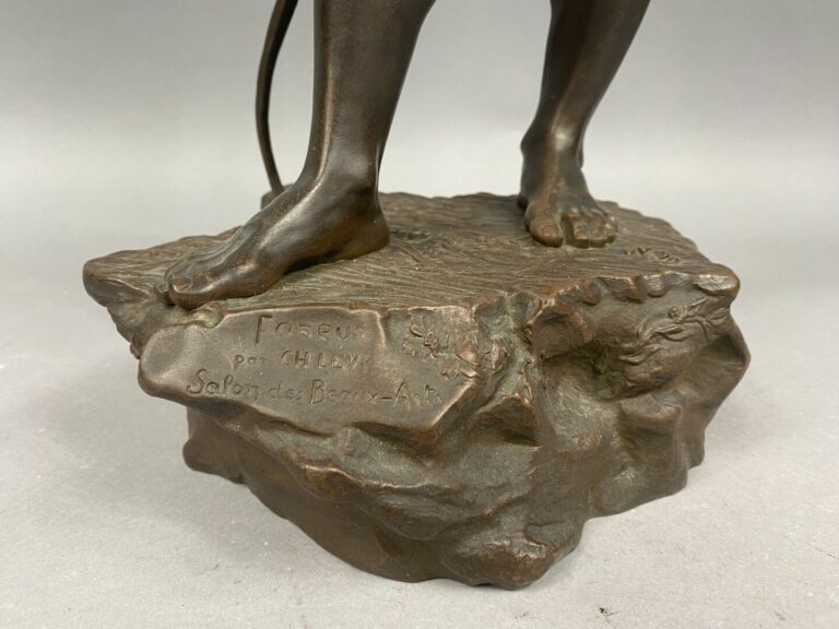 Ch. LEVY (XIXe-XXe) - Le faneur - Epreuve en bronze à patine brune - Signée sur…