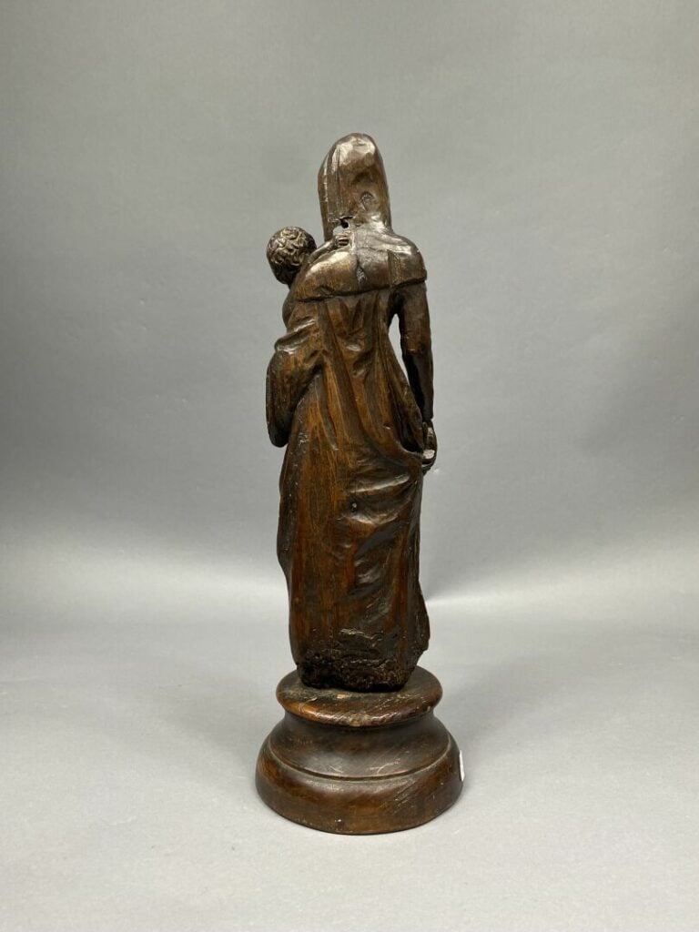 Sujet en bois sculpté Vierge à l'Enfant - H : 44 cm