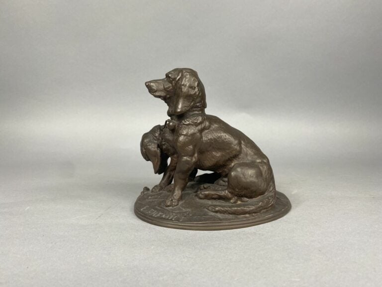 D'après Emmanuel FRÉMIET (1824-1910) - Deux chiens bassets - Epreuve en bronze…