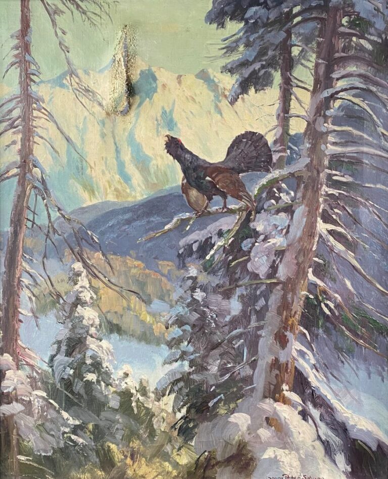 Georges Peter SOHUPP (XXe siècle) - Paysage de montagne - Huile sur toile, siig…