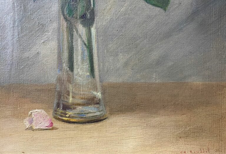 Ch. ROUDDEL (XXe siècle) - Composition aux roses - Huile sur toile, signée en b…