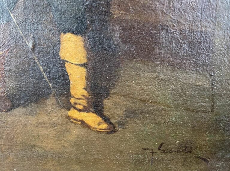 Ecole du XXe siècle - Mousquetaire - Huile sur carton - Trace de signature en b…