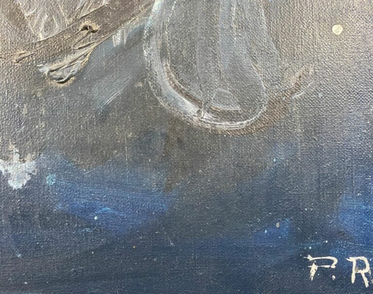 Ecole du XXe siècle - Composiiton abstraite - Huile sur toile monogrammée P.R -…