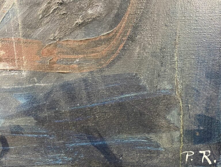Ecole du XXe siècle - Composiiton abstraite - Huile sur toile monogrammée P.R -…