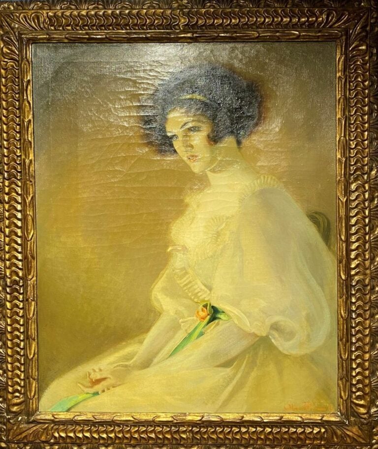 Ecole du XXe siècle - La mariée - Huile sur toile - Signature en bas à droite -…