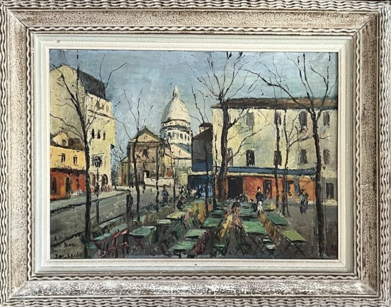 Jac LAUBE - Paysage de l'Ile Saint Ouen - Huile sur toile, signée en bas à gauc…