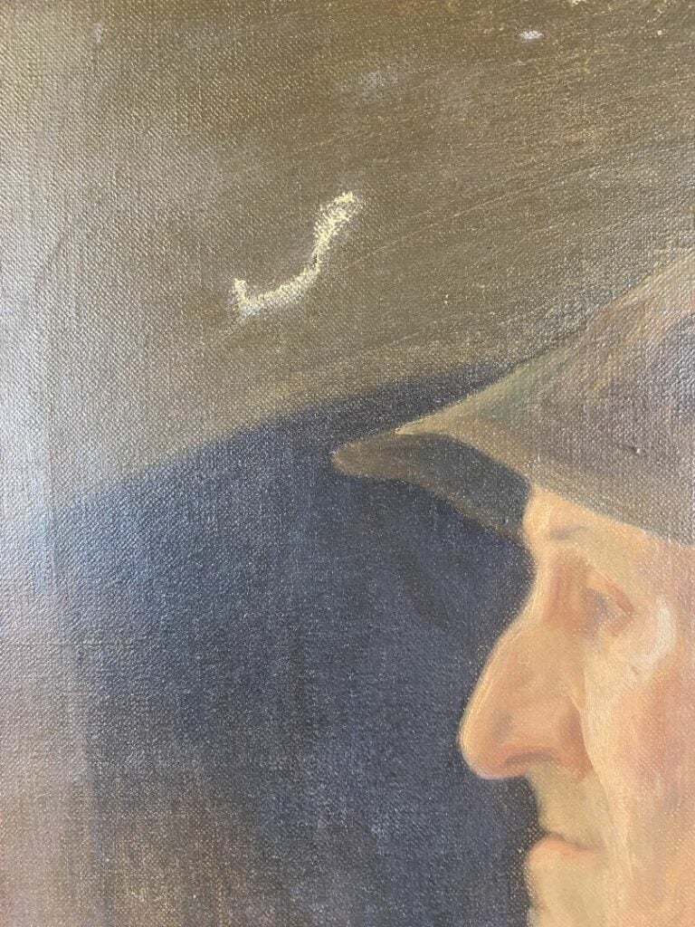 NOD (XXe siècle) - Portrait d'homme de profil - Huile sur toile, signée en bas…
