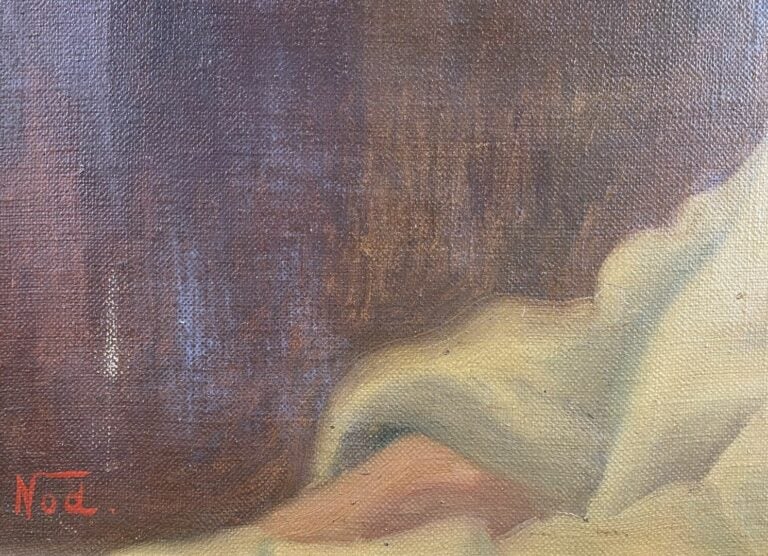 NOD (XXe siècle) - Portrait d'homme de profil - Huile sur toile, signée en bas…