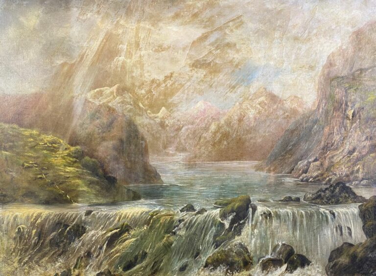 L. DODS (XXe siècle) - La cascade - Huile sur toile, signée en bas à droite - 4…