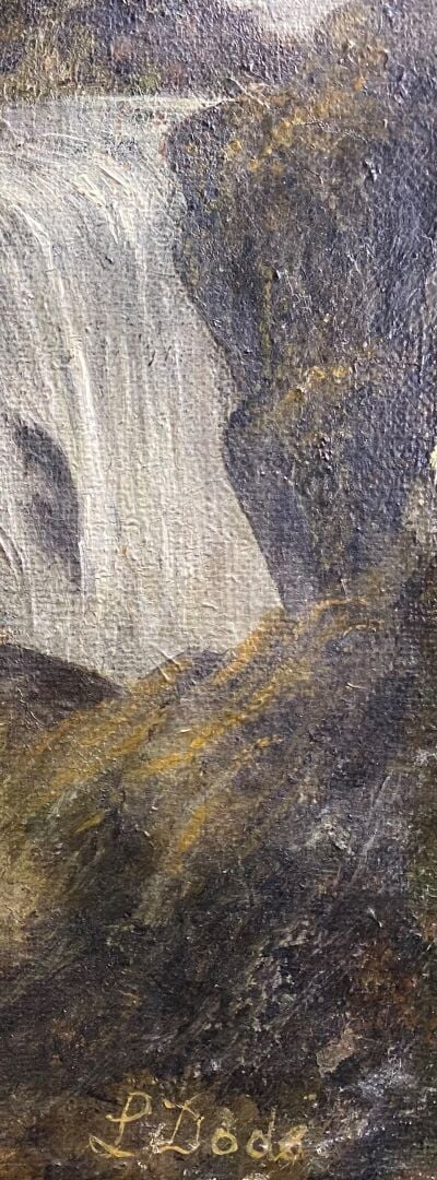 L. DODS (XXe siècle) - La cascade - Huile sur toile, signée en bas à droite - 4…