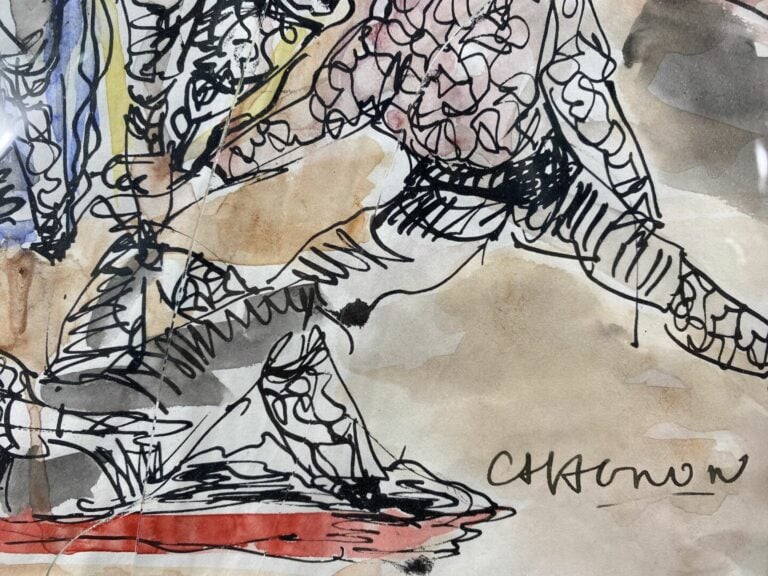 Lot comprenant : - -CHAUMON - "La fièvre du samedi soir" - Aquarelle sur papier…