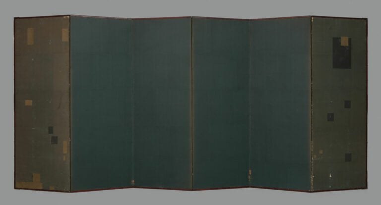 Grand paravent byôbu (diviseur de pièce) à six panneaux avec une peinture repré…