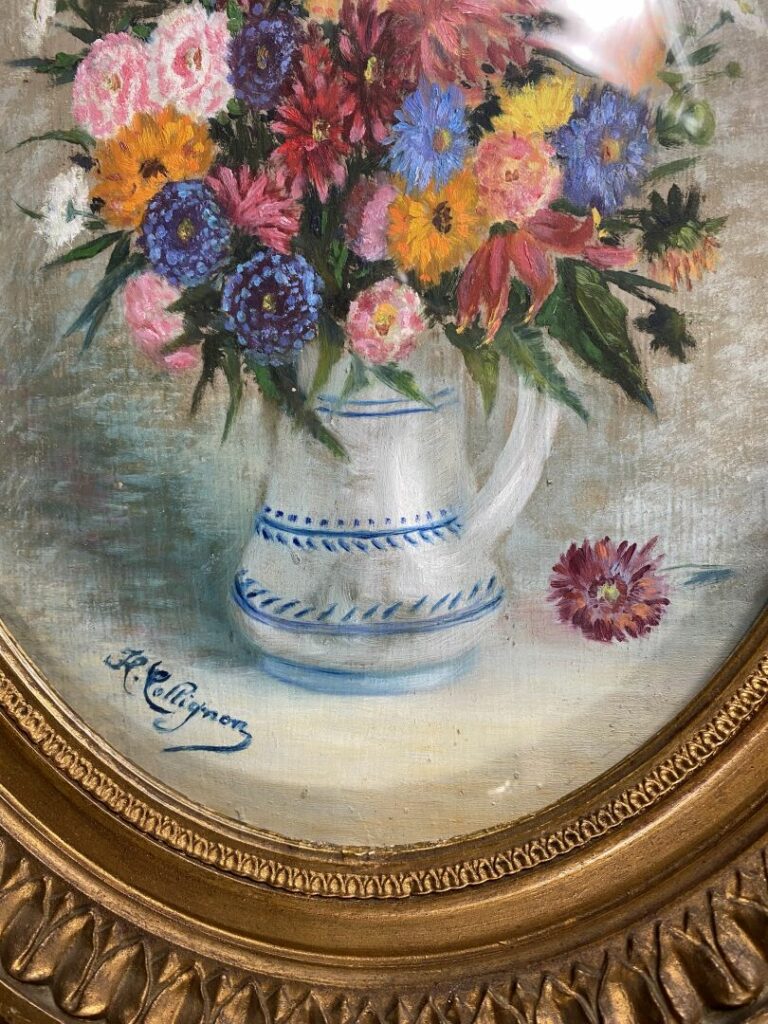H. COLLIGNON (XXe siècle) - Vase de fleurs - Huile sur carton, signé - 31 x 23…