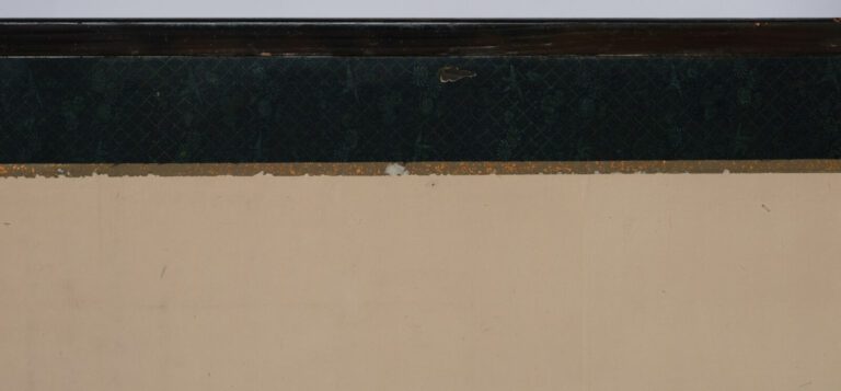 Grand paravent byôbu (séparateur de pièce) à six panneaux représentant une pein…
