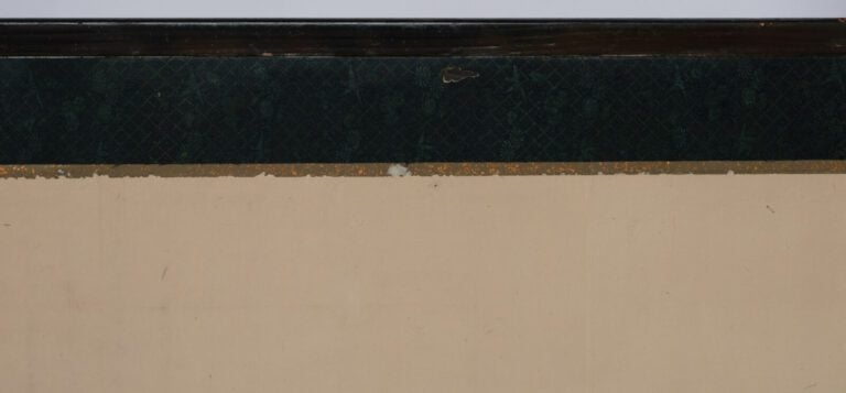 Grand paravent byôbu (séparateur de pièce) à six panneaux représentant une pein…