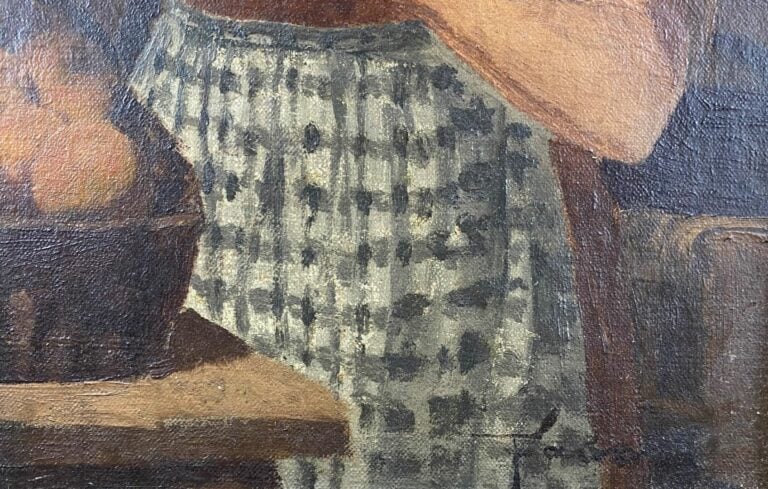 Ecole du XXe siècle - La marchande d'oranges - Huile sur isorel - Trace de sign…