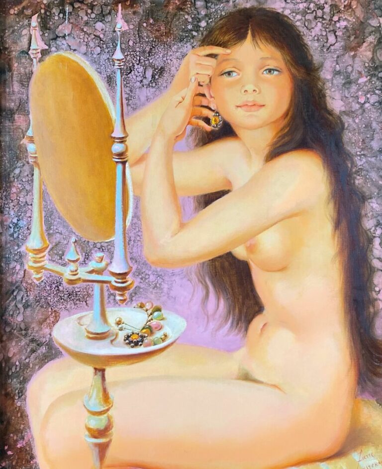 Pierre LAVARENNE (1928) - Jeune femme à la boucle d'oreille - Huile sur toile,…