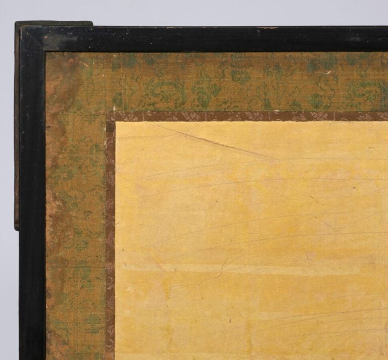 Paravent Byôbu (séparateur de pièce) à six panneaux avec une peinture à décor d…
