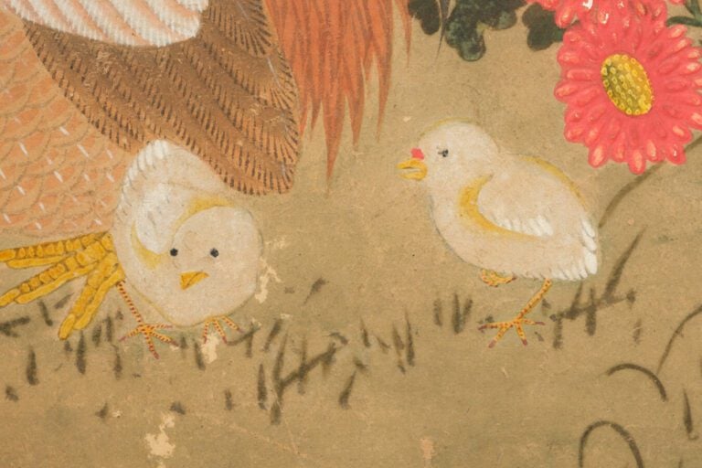 Paravent byobu (séparateur de pièce) à six panneaux de taille moyenne avec une…