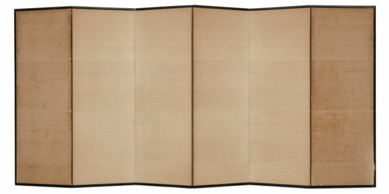Paravent byobu (séparateur de pièce) à six panneaux de taille moyenne avec une…