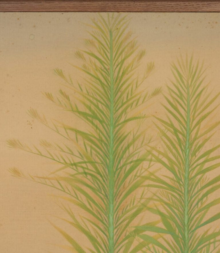 Paravent Byôbu (diviseur de pièce) à deux panneaux avec une peinture à décor d'…