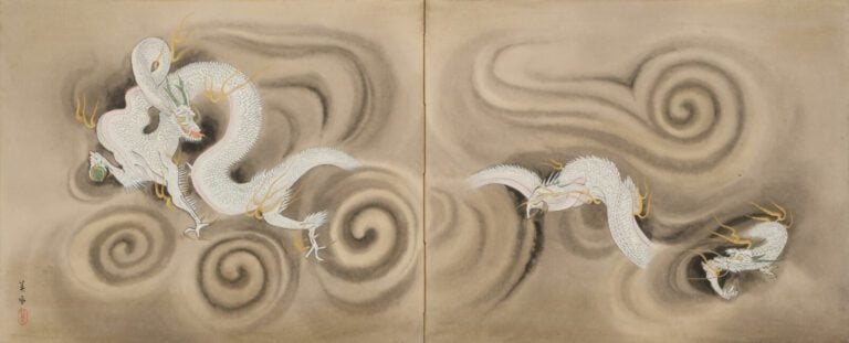 Paravent Furosaki'byôbu (séparateur de salle de cérémonie du thé) à deux pannea…
